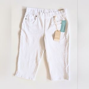 Coldwater Creek WonderSoft Mid Rise Slim Leg Capri Denim Capris White Sz 8P NWT